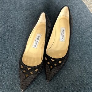Jimmy Choo Black Textured Heels